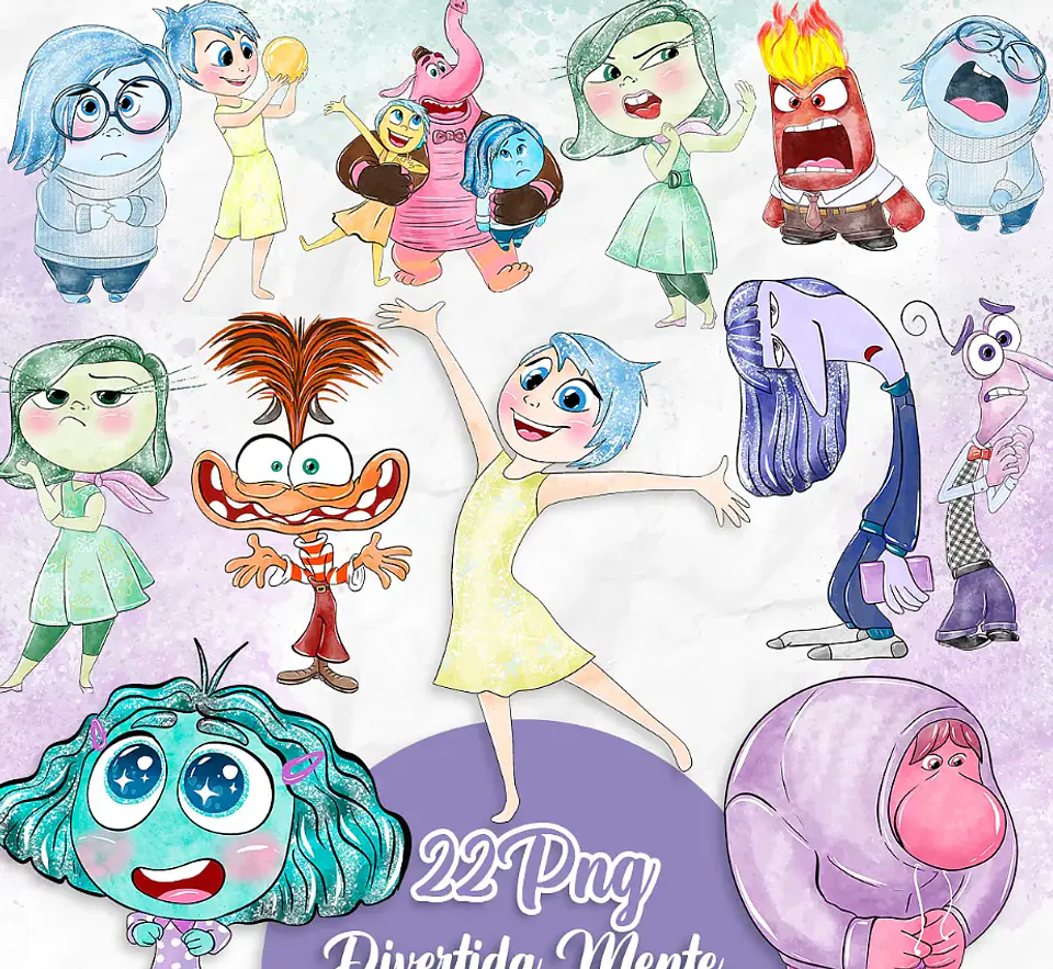 Kit Digital Divertidamente aquarelado em Png 1