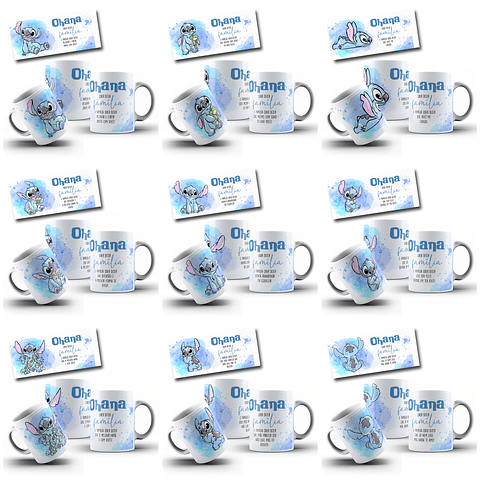 17 Artes para Caneca Stitch Familia Ohana Arquivo em Jpg