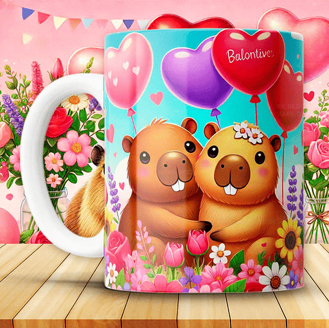 12 Artes para Caneca Capivara Dia dos Namorados Arquivo em Jpg