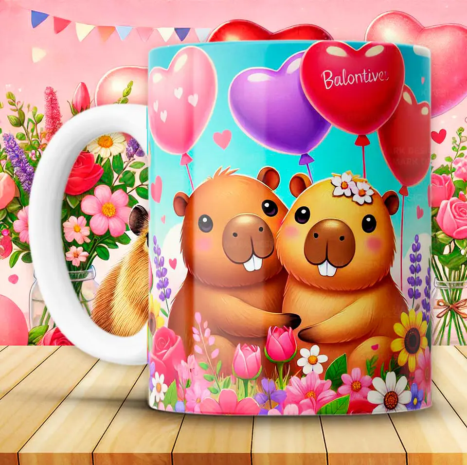 12 Artes para Caneca Capivara Dia dos Namorados Arquivo em Jpg 1