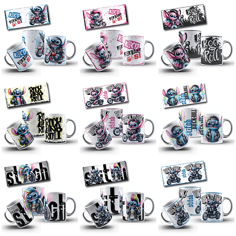 20 Artes para Caneca Stitch Rock Arquivo em Jpg 