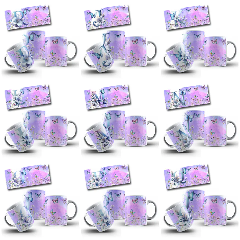 26 Artes para Caneca Alfabeto Borboletas Arquivo em Jpg 3