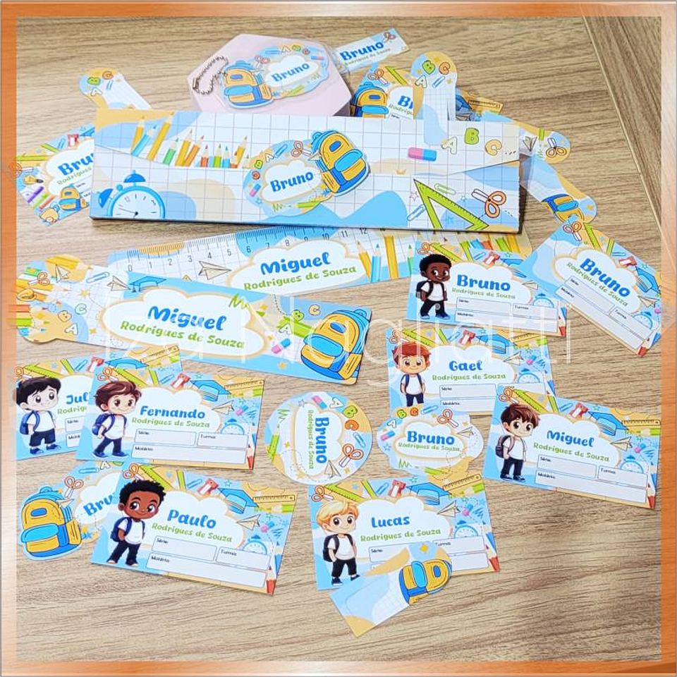 Arquivos de Corte Etiquetas Escolares Menino e Menina em Pdf 2