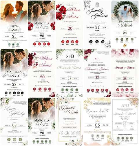 100 Modelos de Convites para Casamento em Canva