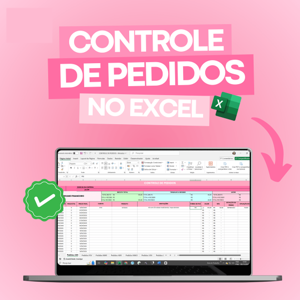 Arquivo Planilha Controle de Caixa Pedidos e Produtos em Excel 3