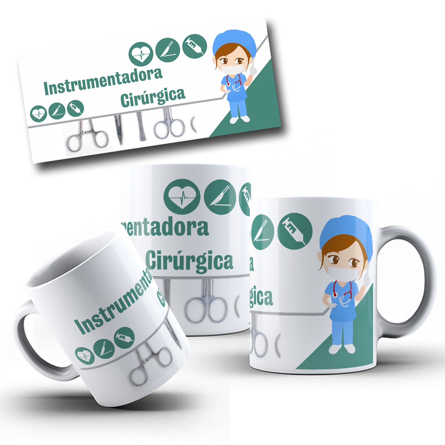 3 Artes para Caneca Instrumentador Arquivo Editável 1