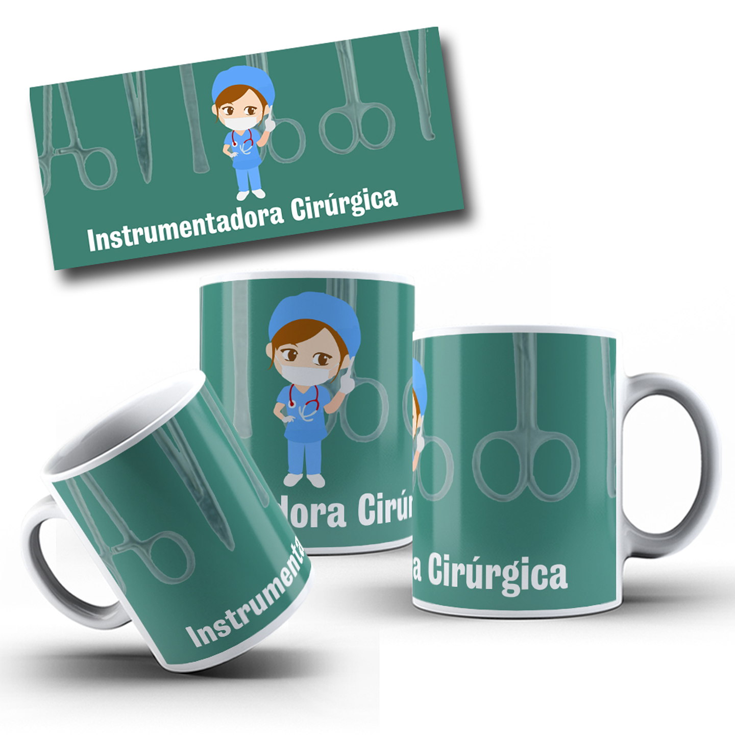 3 Artes para Caneca Instrumentador Arquivo Editável 3