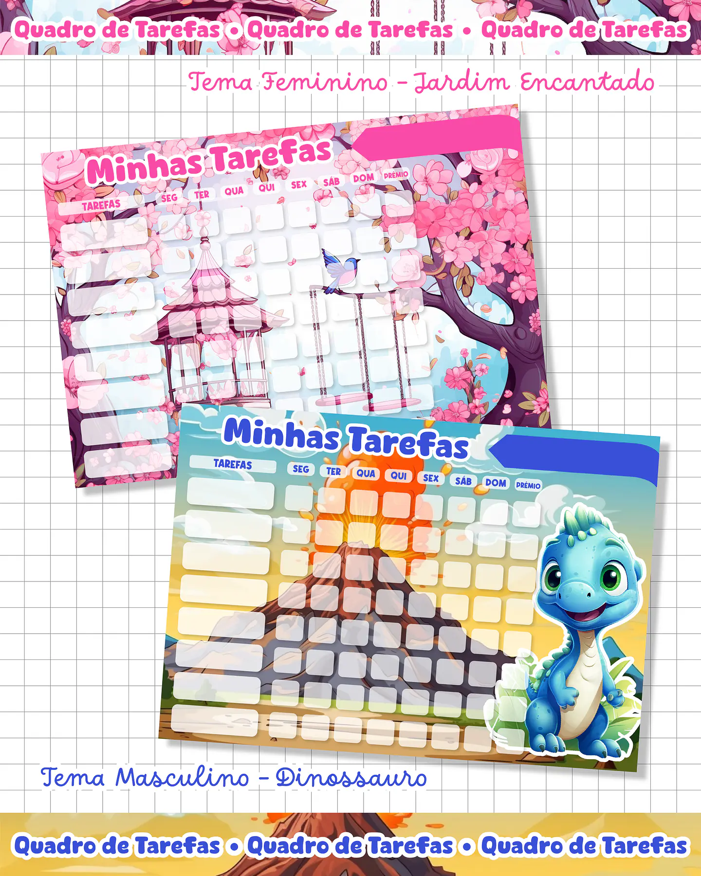 10 Artes para Quadro de Tarefas Diárias Filhos Personagens Arquivo em Jpg 1