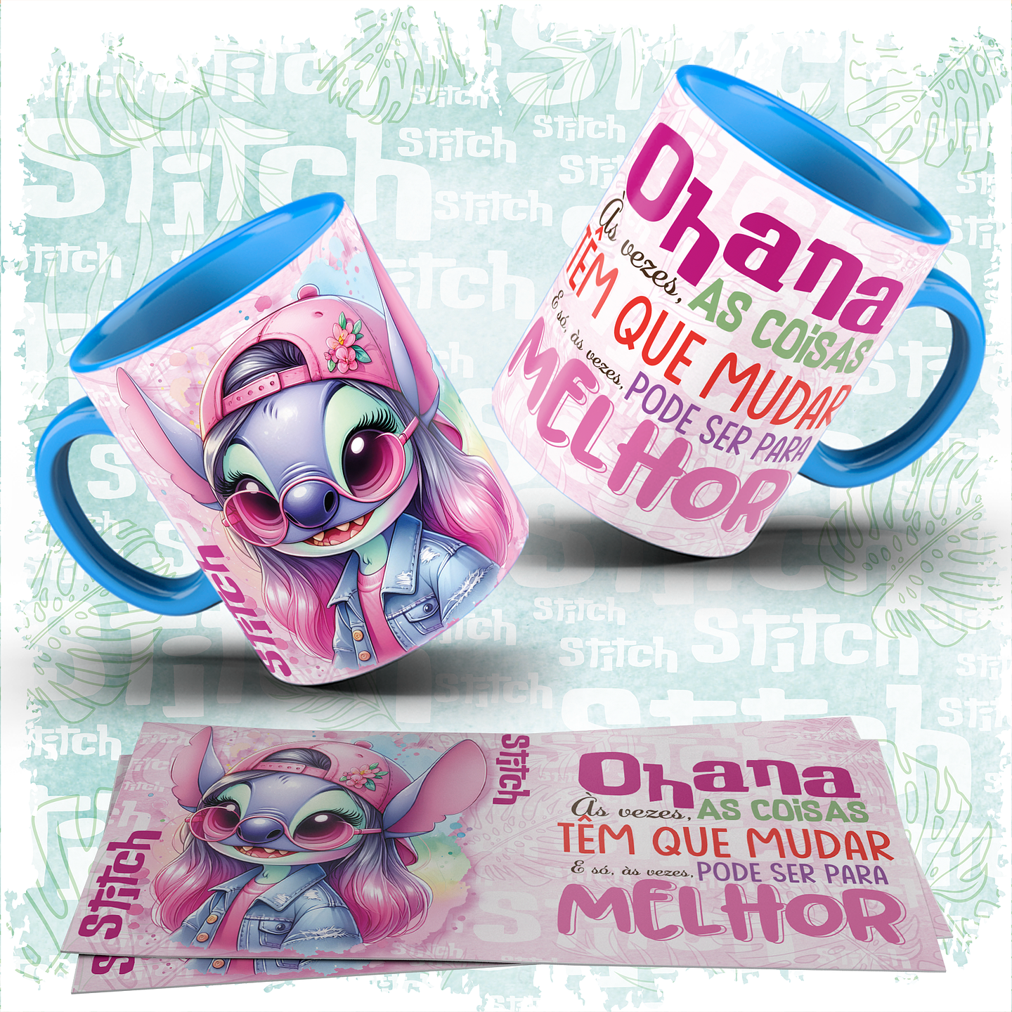 10 Artes para Caneca Stitch Ohana Familia Arquivo em Jpg  2