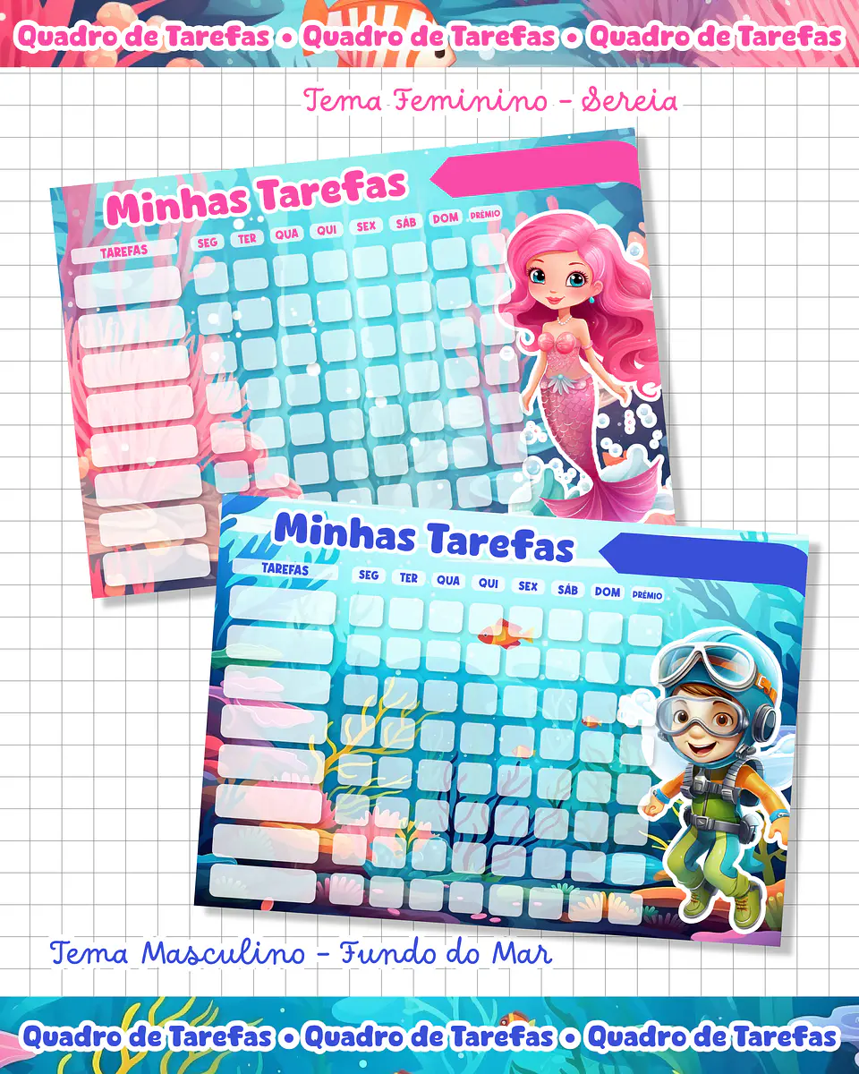 10 Artes para Quadro de Tarefas Diárias Filhos Personagens Arquivo em Jpg 2