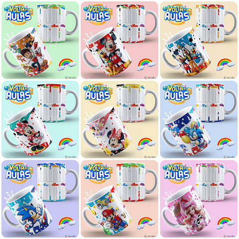 30 Artes para Caneca Volta as Aulas Tabuada Arquivo Editável