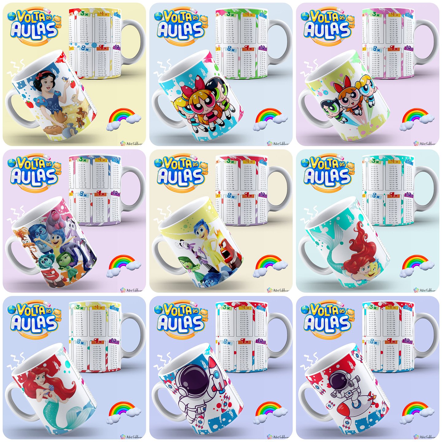 30 Artes para Caneca Volta as Aulas Tabuada Arquivo Editável 3