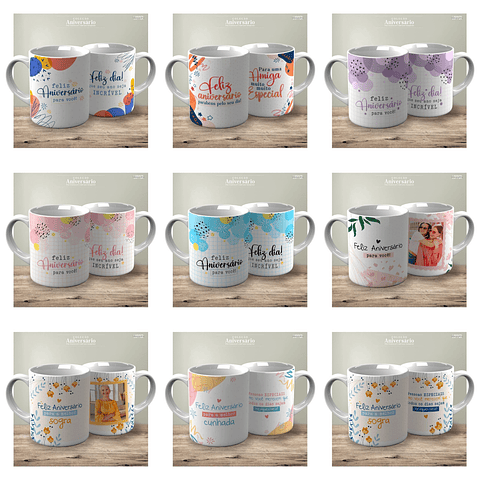 62 Artes para Caneca e Camisa Aniversário Arquivo Editável