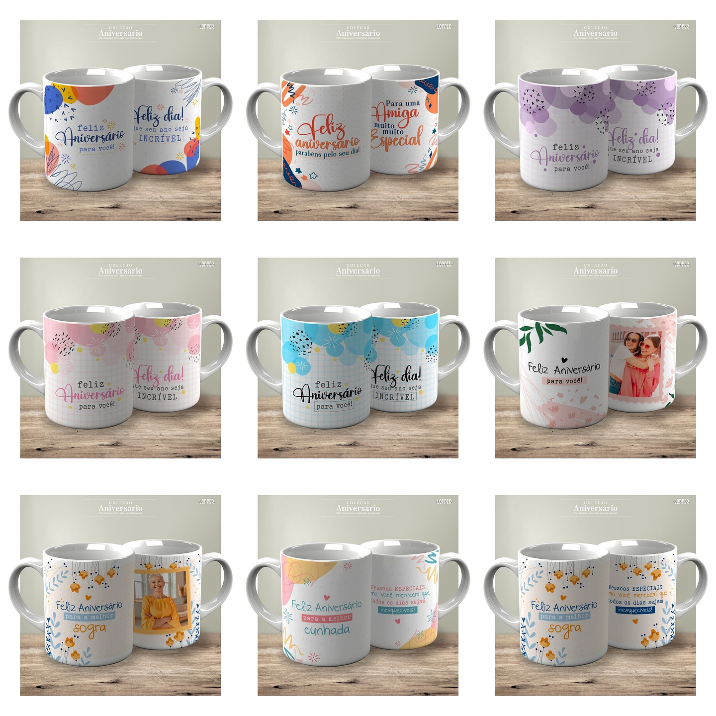 62 Artes para Caneca e Camisa Aniversário Arquivo Editável 1