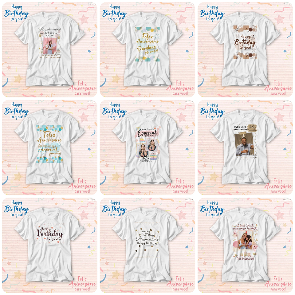 62 Artes para Caneca e Camisa Aniversário Arquivo Editável 2