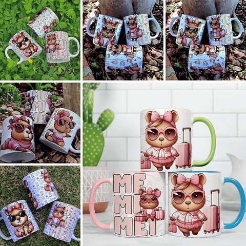 5 Artes para Caneca Capivara Me Mimei Arquivo Editável 