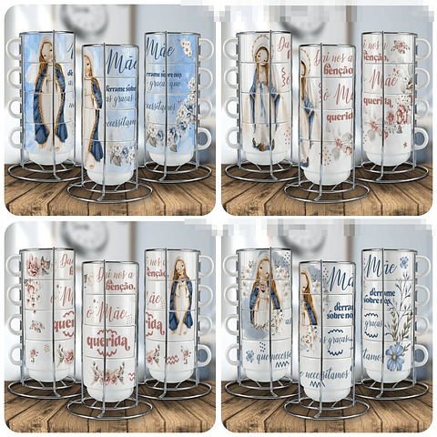 14 Artes para Caneca Torre de Xicaras Arquivo Editável