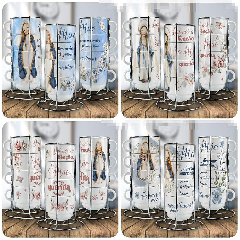 14 Artes para Caneca Torre de Xicaras Arquivo Editável 1