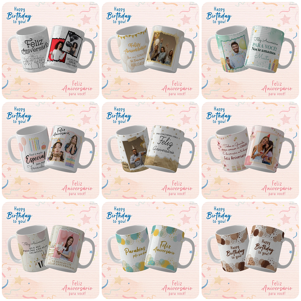 62 Artes para Caneca e Camisa Aniversário Arquivo Editável 4