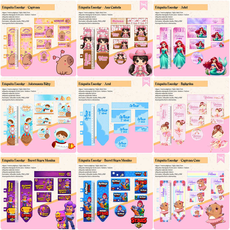 Arquivos prontos Etiquetas Escolares volta as aulas em Png 1