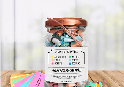 Arquivo Potinho Palavras do Coração Positivas Sublimação - Baixar Grátis 