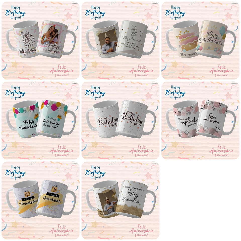 62 Artes para Caneca e Camisa Aniversário Arquivo Editável 7