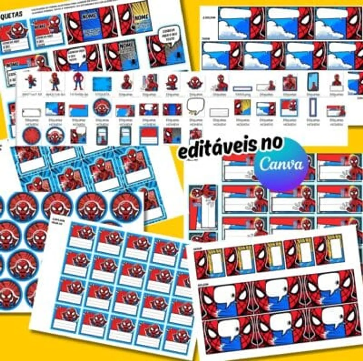 Arquivo Etiquetas Escolares Homem Aranha Sublimação - Baixar Grátis 2