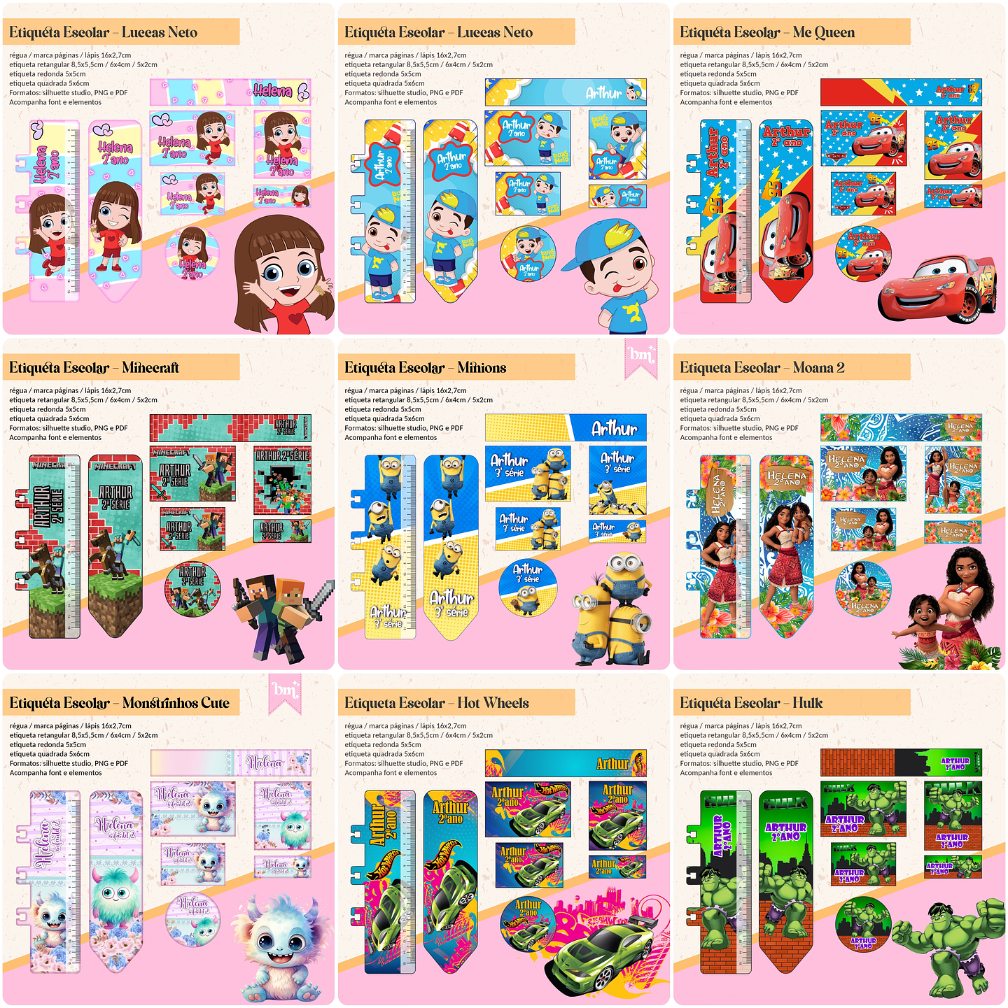 Arquivos prontos Etiquetas Escolares volta as aulas em Png 4