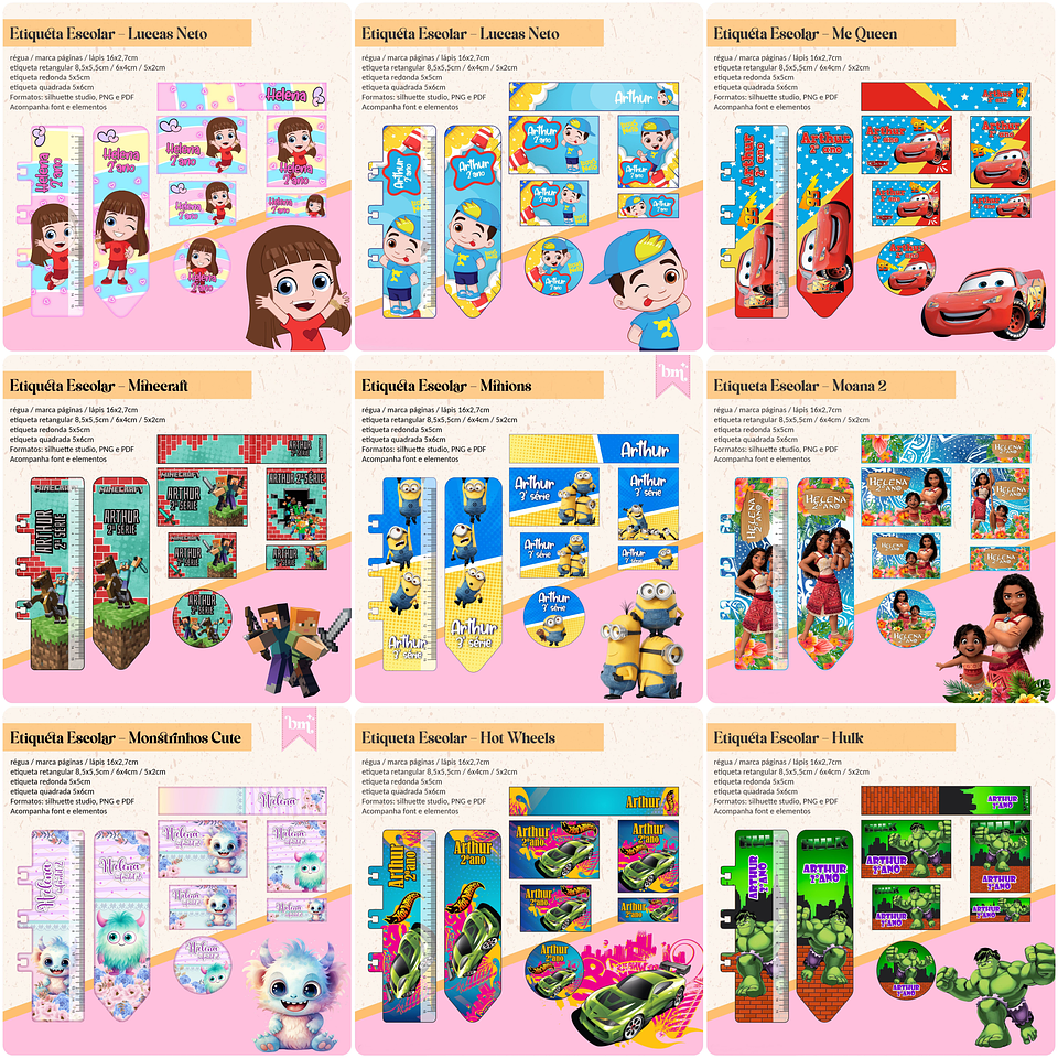 Arquivos prontos Etiquetas Escolares volta as aulas em Png 4