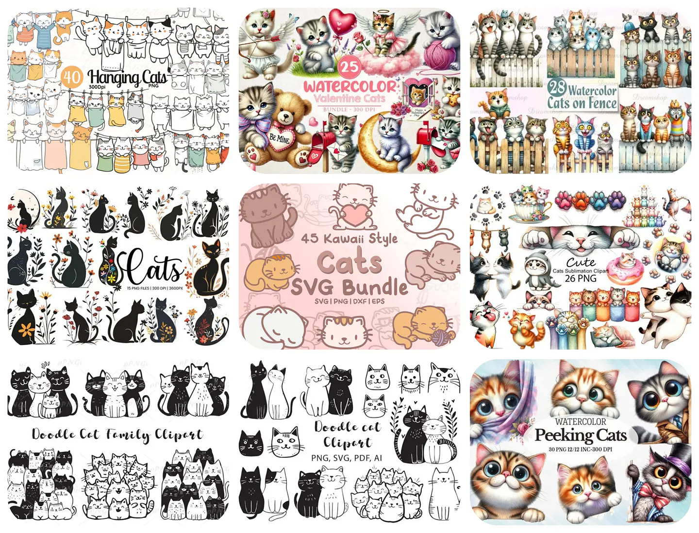 Kit Digital Gatinhos em Png 1