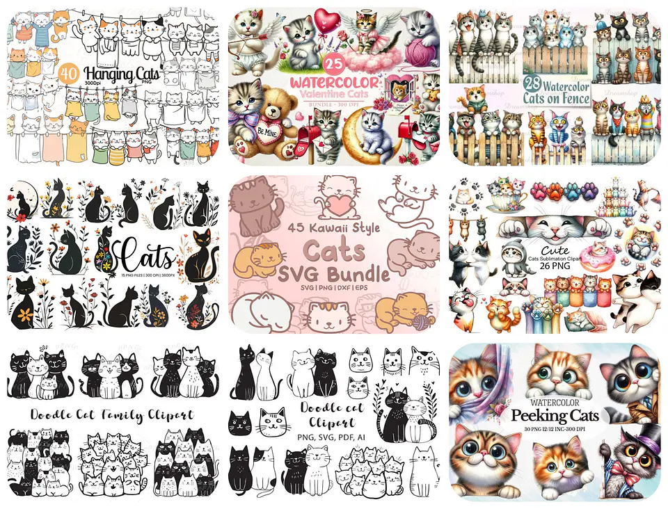 Kit Digital Gatinhos em Png 1