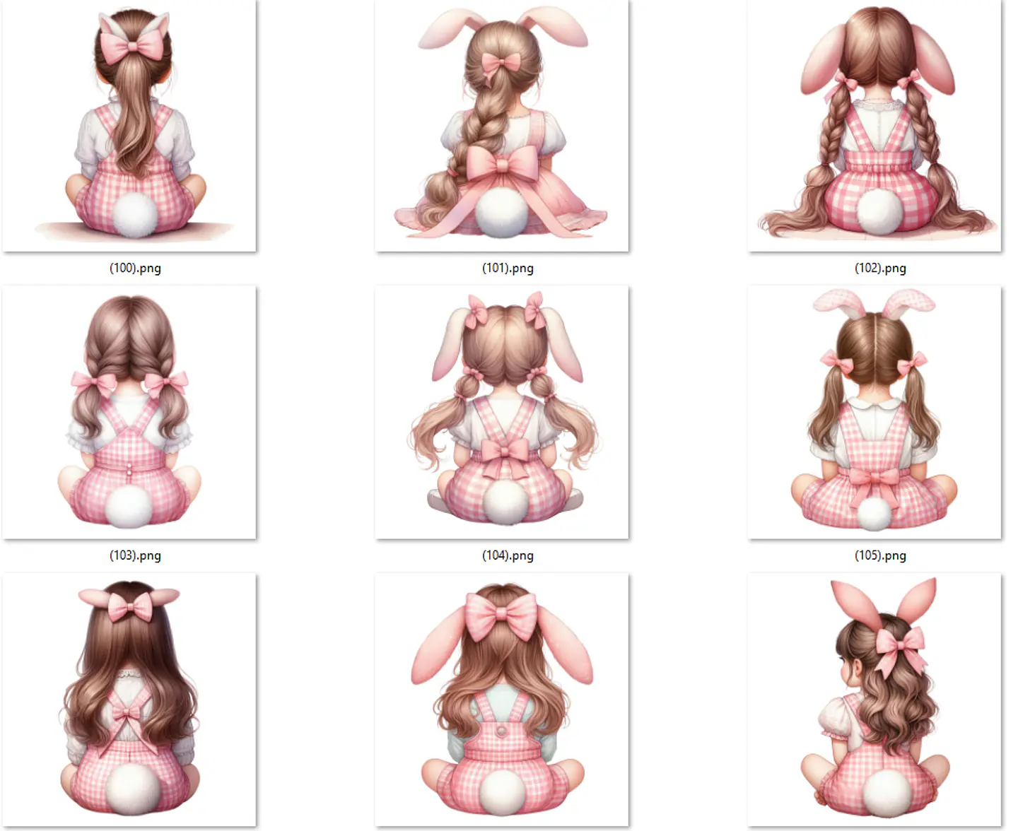 Kit Digital Mulheres e Meninas de Costas em Png 3