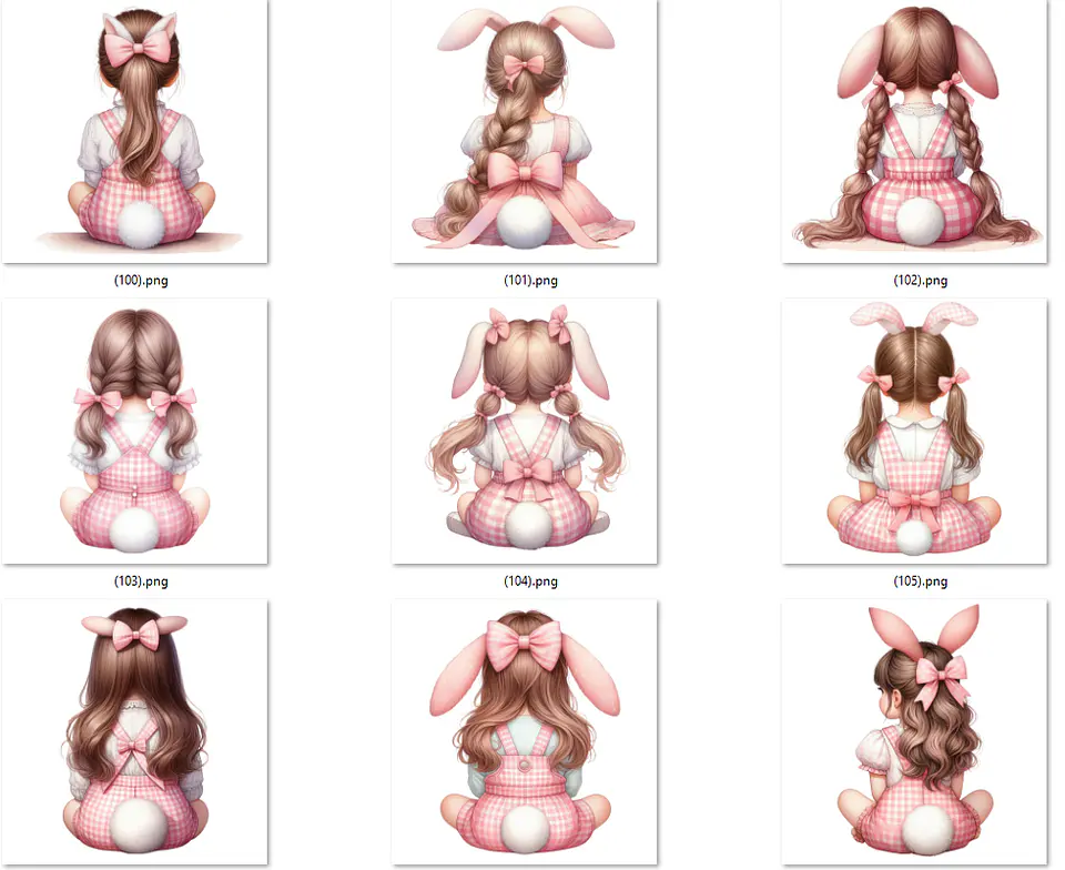 Kit Digital Mulheres e Meninas de Costas em Png 3