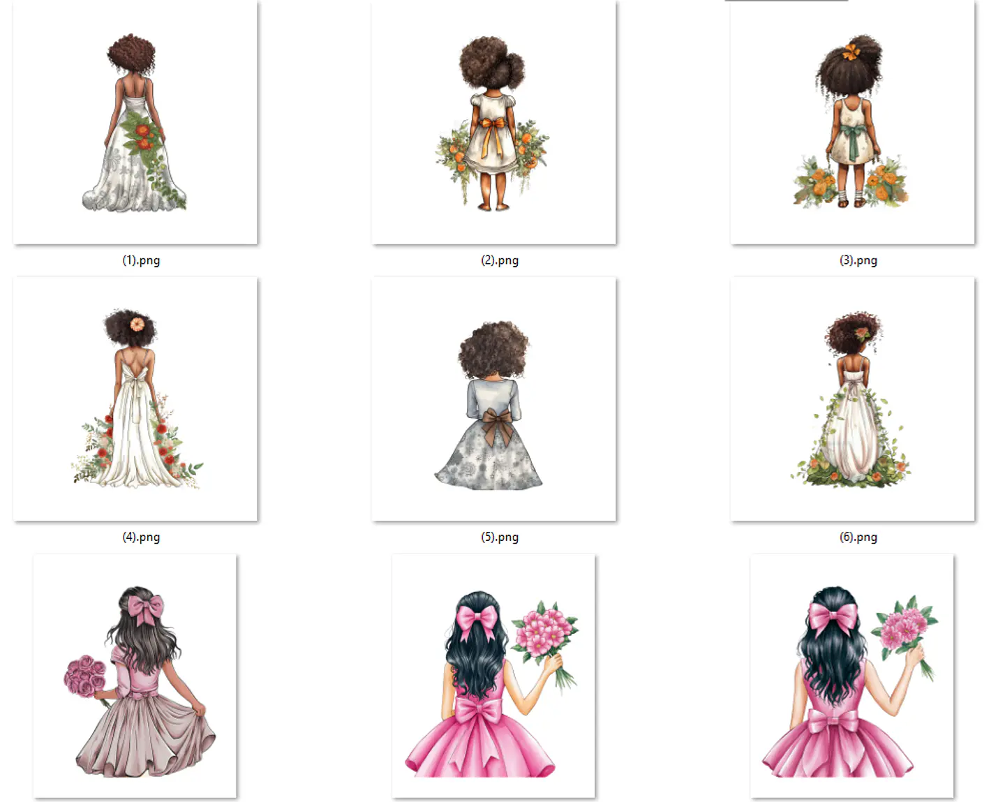 Kit Digital Mulheres e Meninas de Costas em Png 4