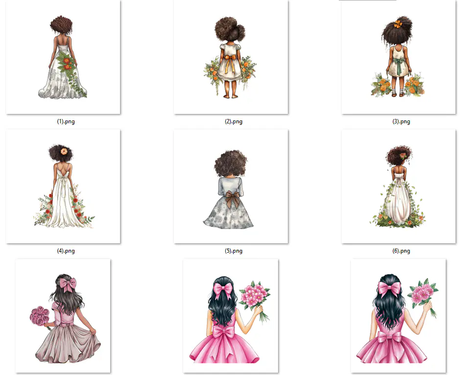 Kit Digital Mulheres e Meninas de Costas em Png 4