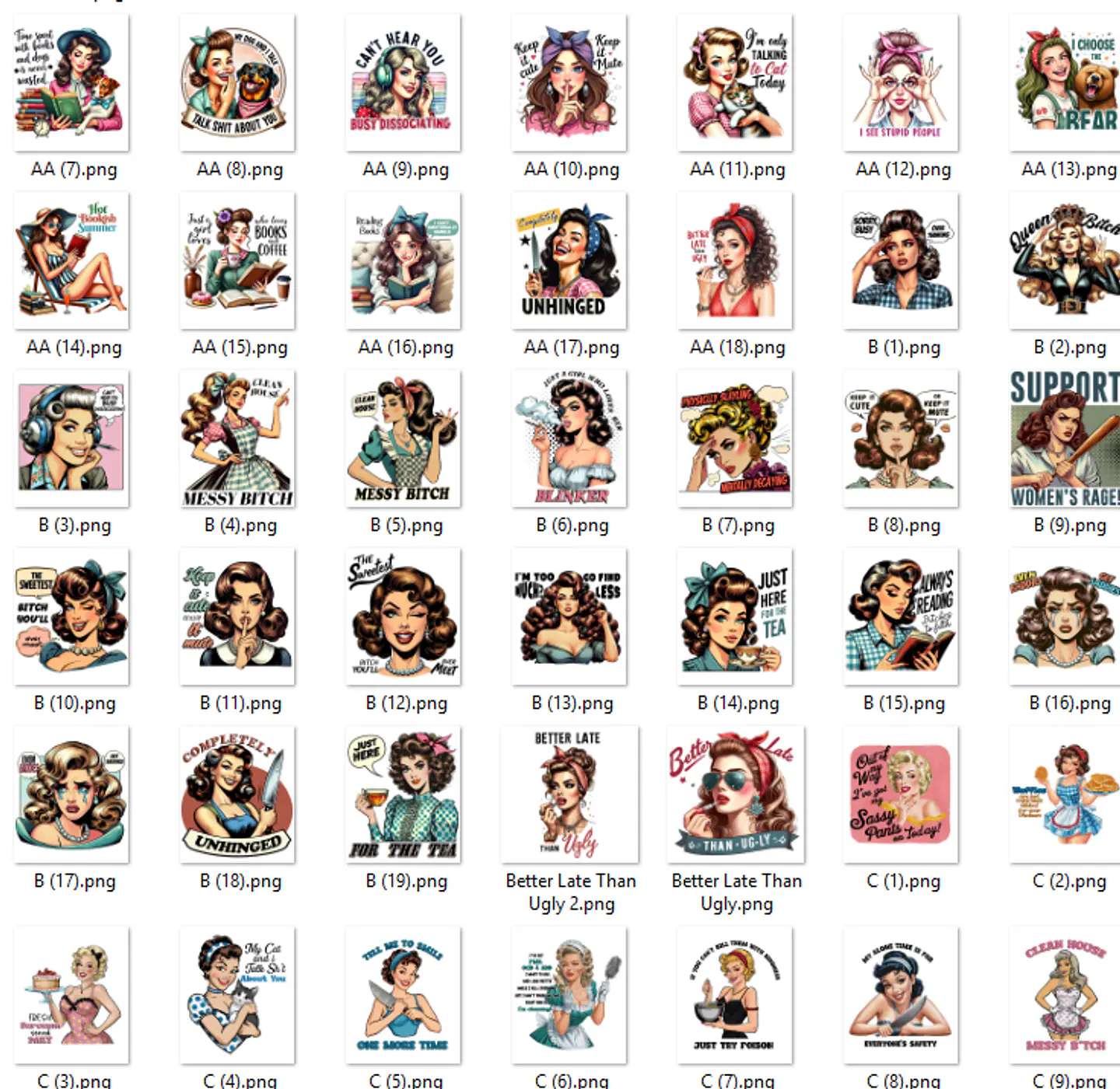 Kit Digital Mulheres Retro em Png 2