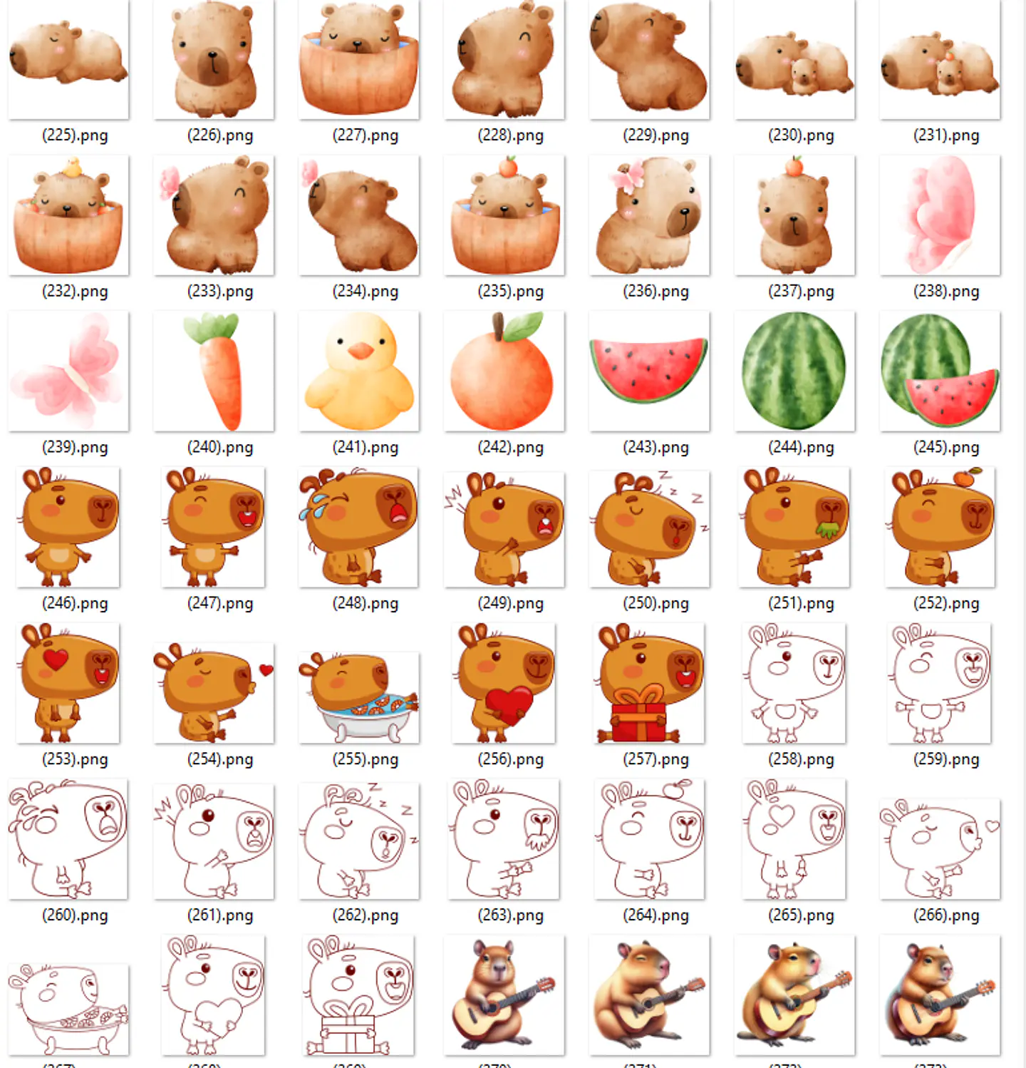 Kit Digital Capivara em Png  10