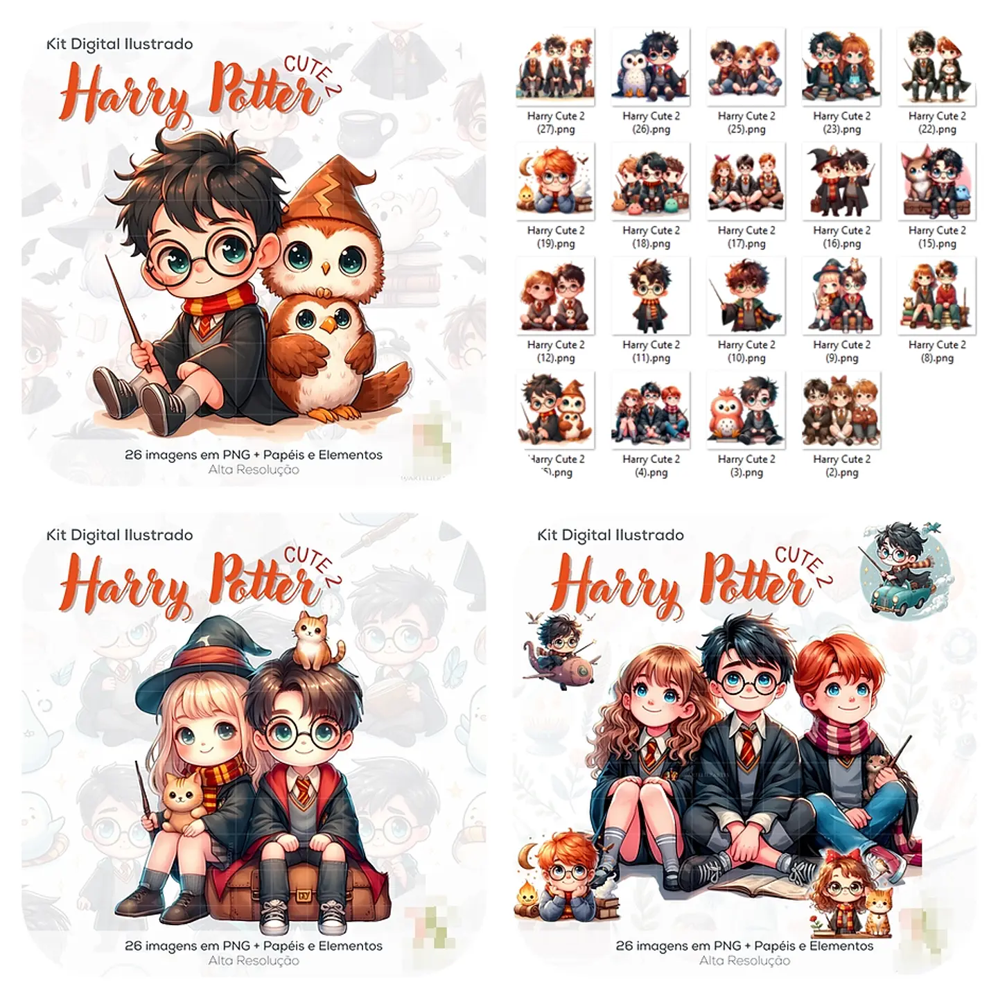 Kit Digital Harry Potter em Png  1
