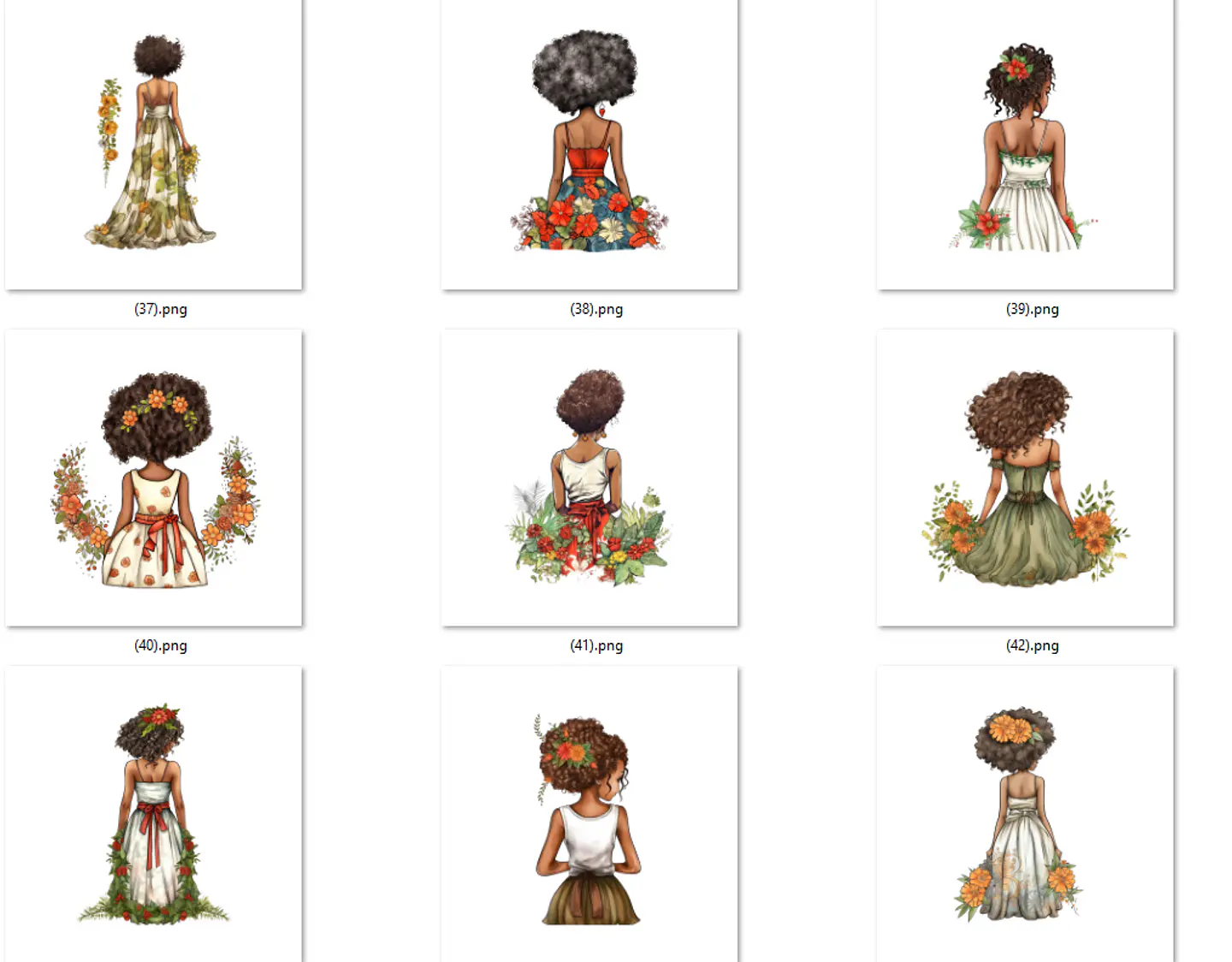 Kit Digital Mulheres e Meninas de Costas em Png 9