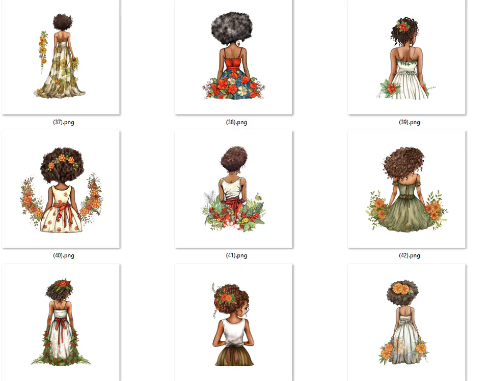 Kit Digital Mulheres e Meninas de Costas em Png 9