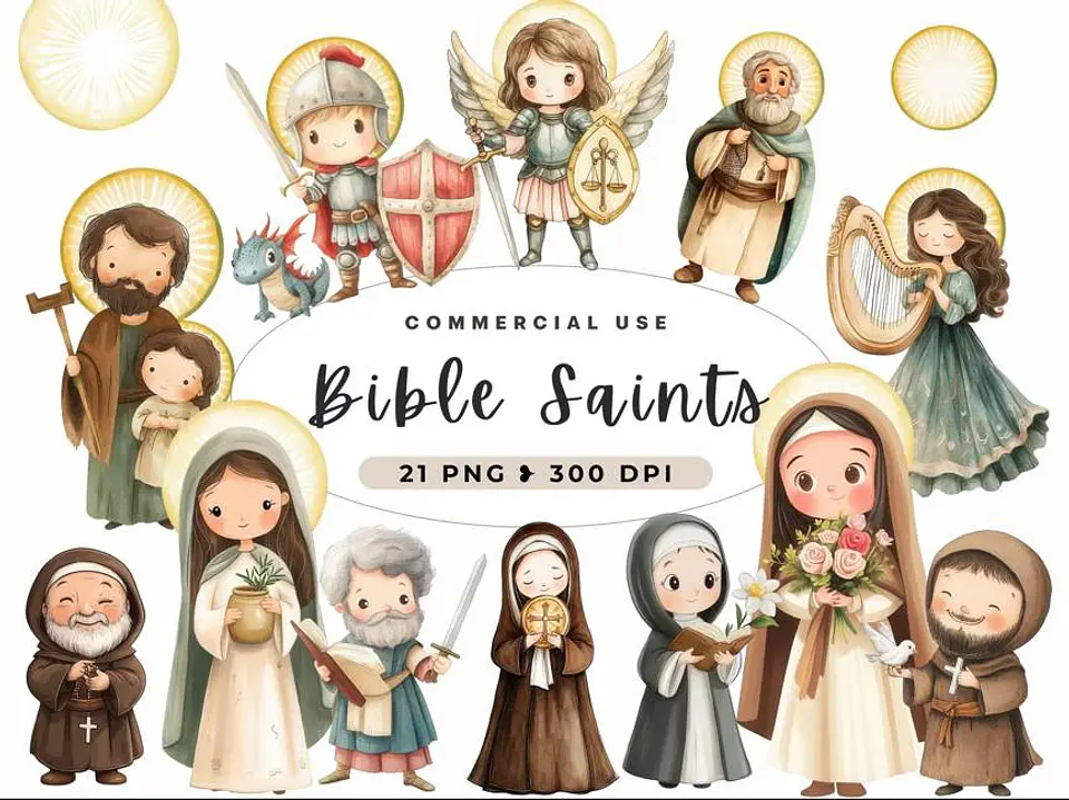 Kit Digital Santinhos Aquarelados em Png 1