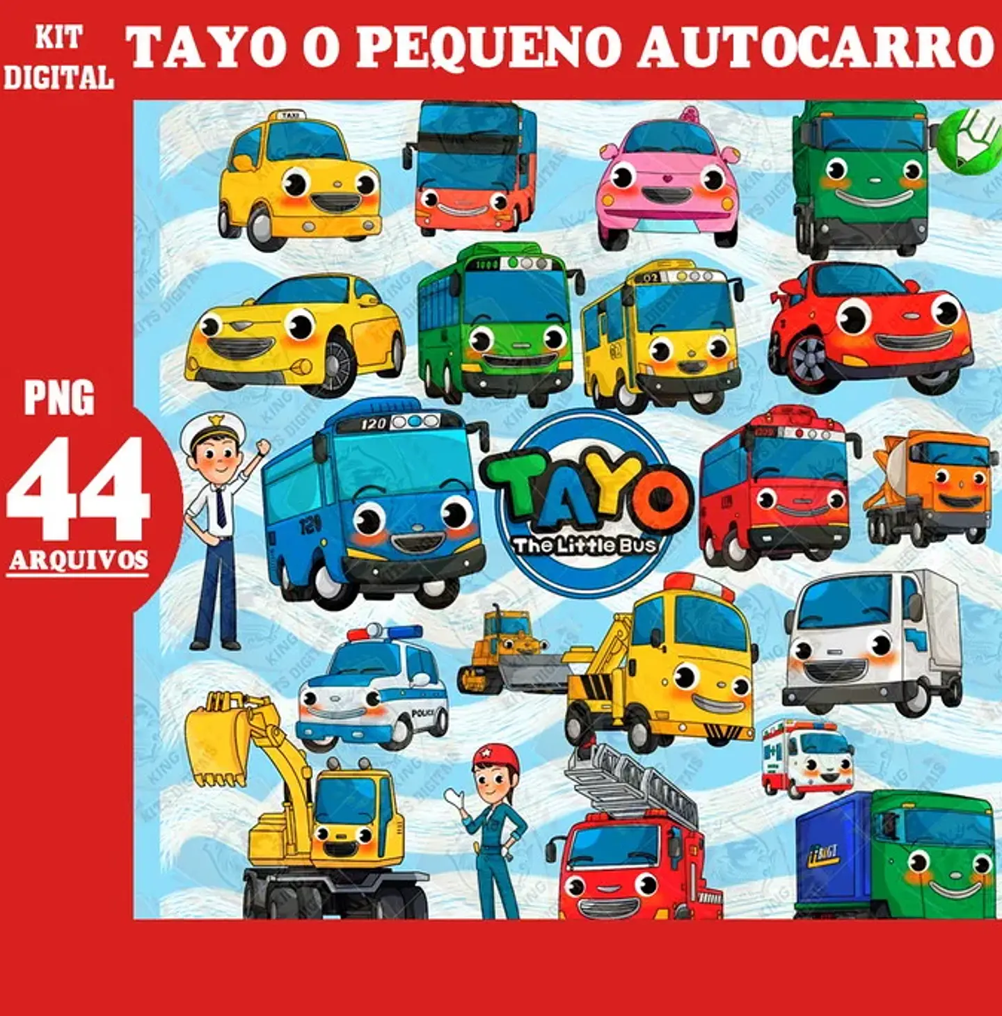 Kit Digital Tayo o Pequeno Auto Carro em Png  1
