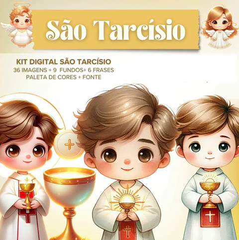 Kit Digital São Tarcísio Santinhos em Png 