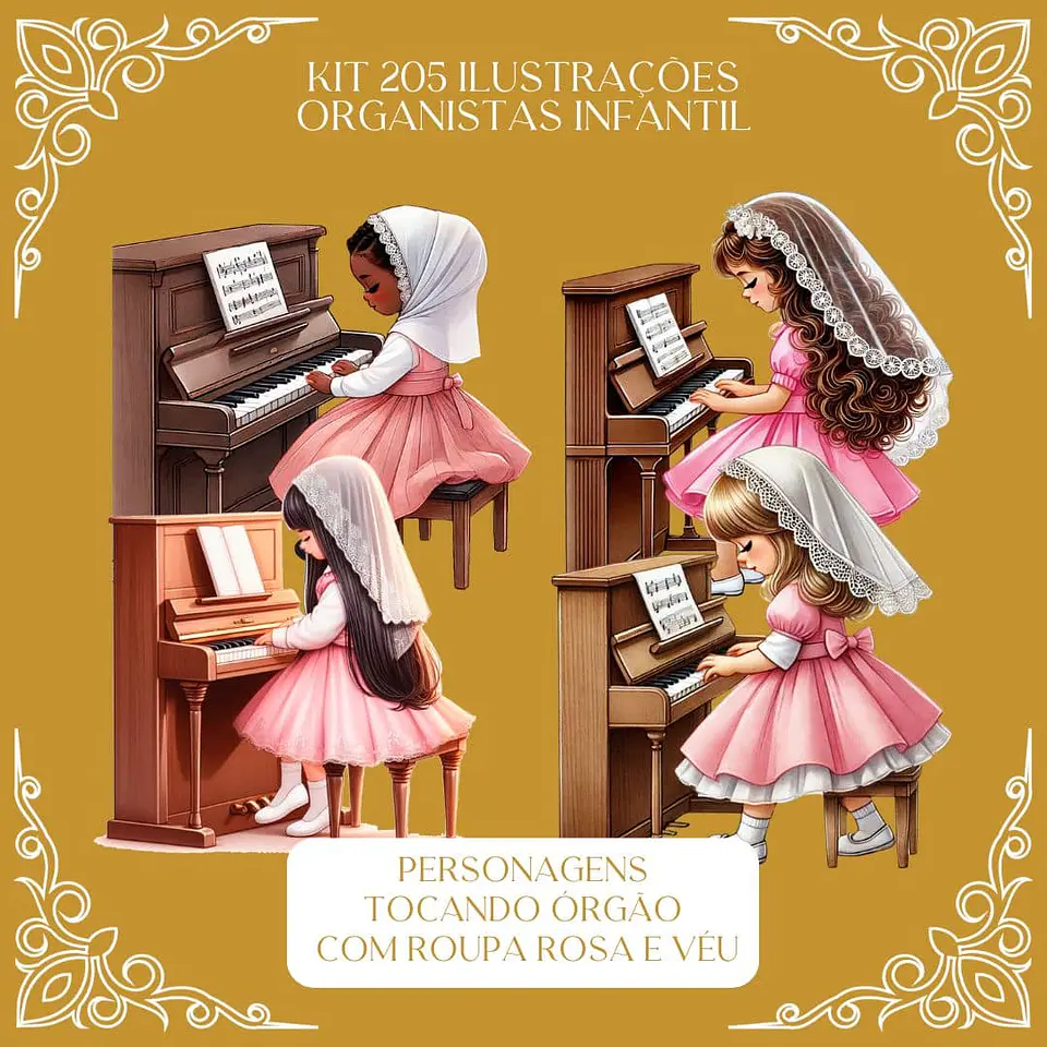 Kit Digital Organista Infantil Meninas em Png  2