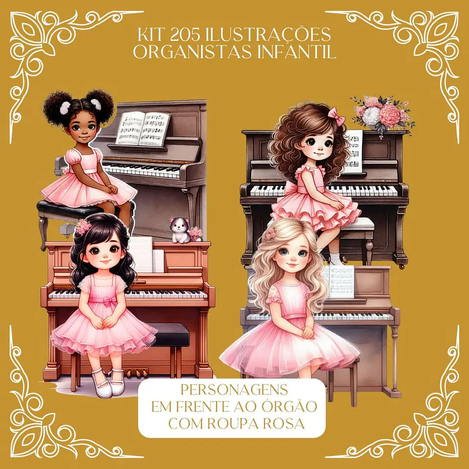 Kit Digital Organista Infantil Meninas em Png  4