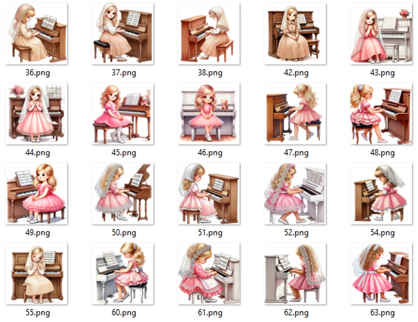 Kit Digital Organista Infantil Meninas em Png  12