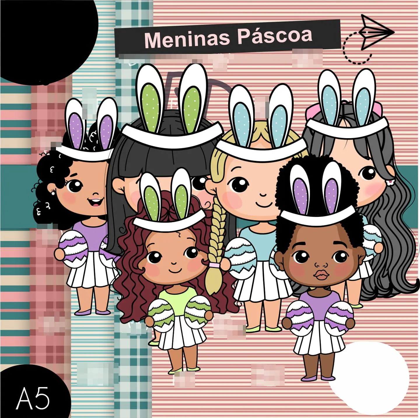 Kit Digital Menino e Menina Mascote Páscoa Png 1