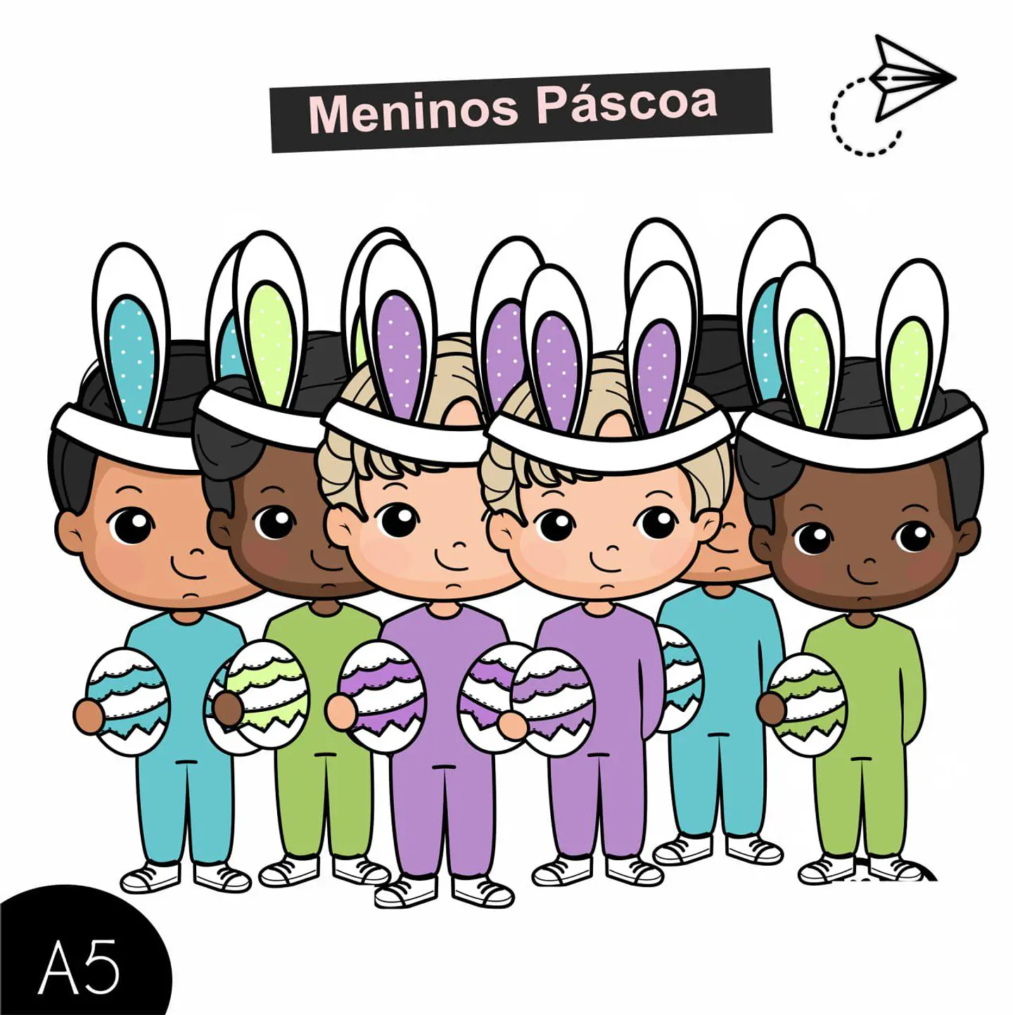 Kit Digital Menino e Menina Mascote Páscoa Png 4