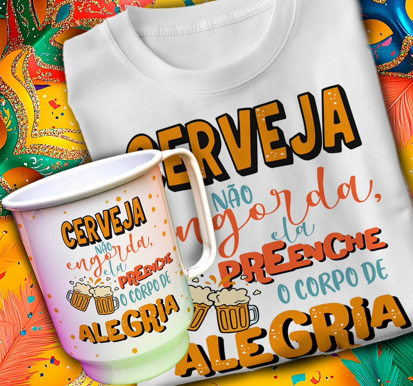 24 Artes para Caneca e Camisa Carnaval Arquivo em Editável 2