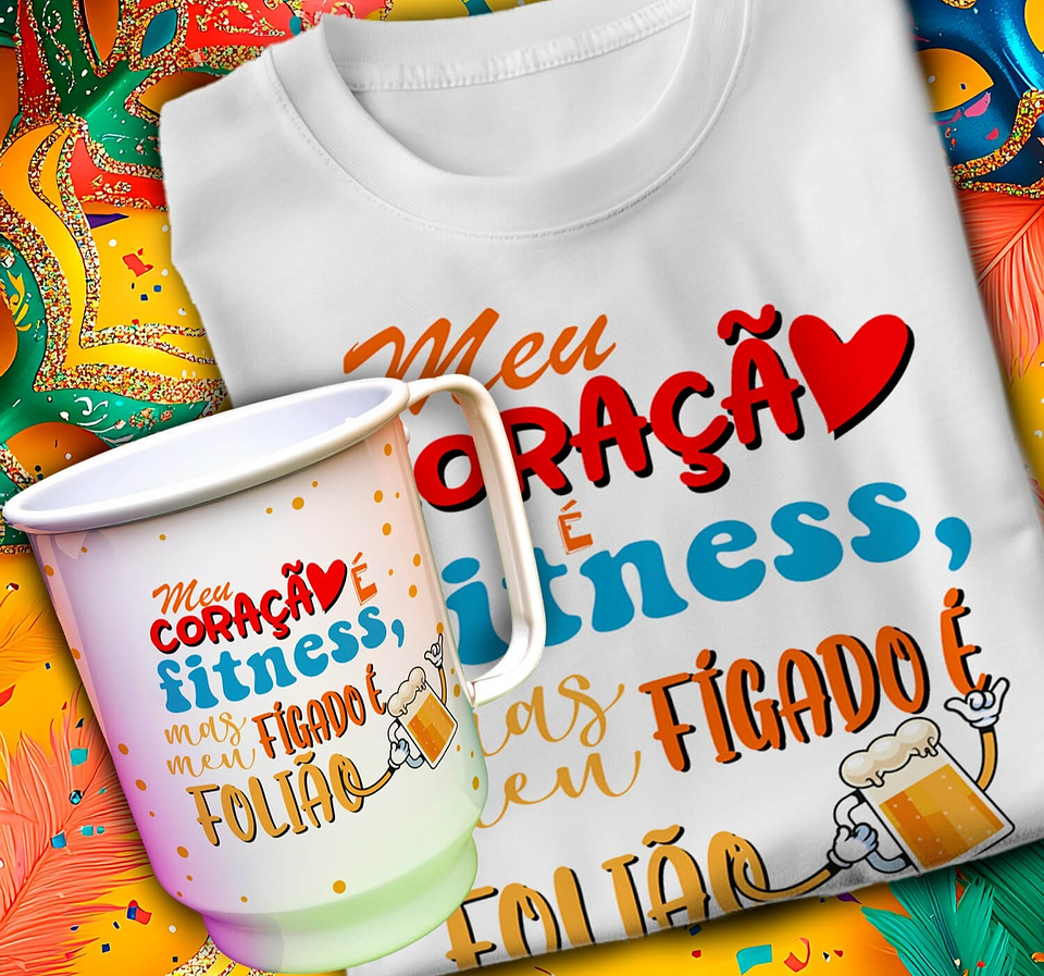 24 Artes para Caneca e Camisa Carnaval Arquivo em Editável 3